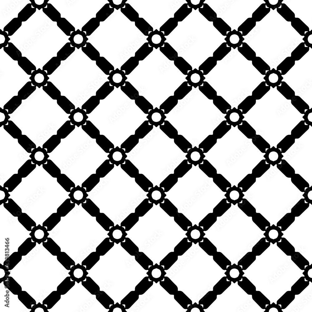 Fototapeta premium White background with black pattern. Seamless texture for fashion, textile design, on wall paper, wrapping paper, fabrics and home decor. Simple repeat pattern.