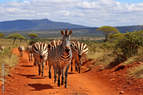 Zebras in tsavo east national park in kenya