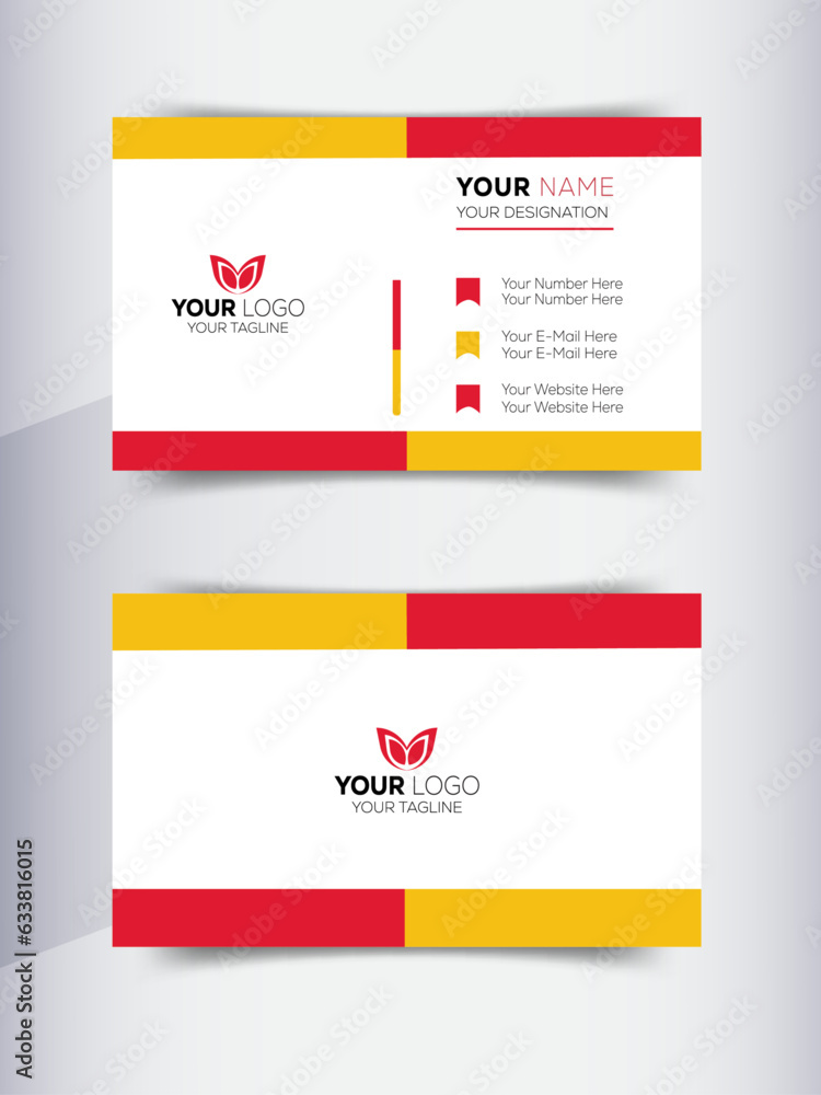 Modern business card template red yellow colors. Modern business card template red yellow colors.