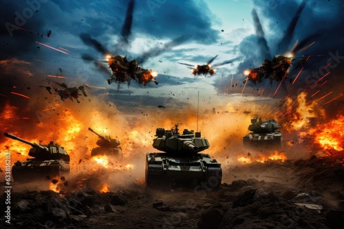 Intensity of a tank battle enhanced by the use of drones.