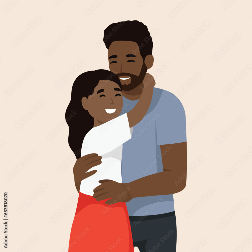 Happy Father's Day illustration, Father and Daughter hug. Flat vector illustration isolated on white background
