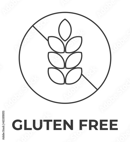 Outline Gluten free label vector icons. No wheat symbols templates design for gluten free food package or dietetic product nutrition sign 