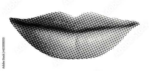 lips isolated vector halftone dots texture cut-out mouth collage element retro magazine style design