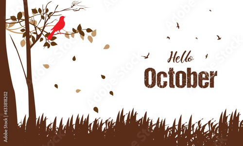 hello october vector background.suitable for card, banner, or poster