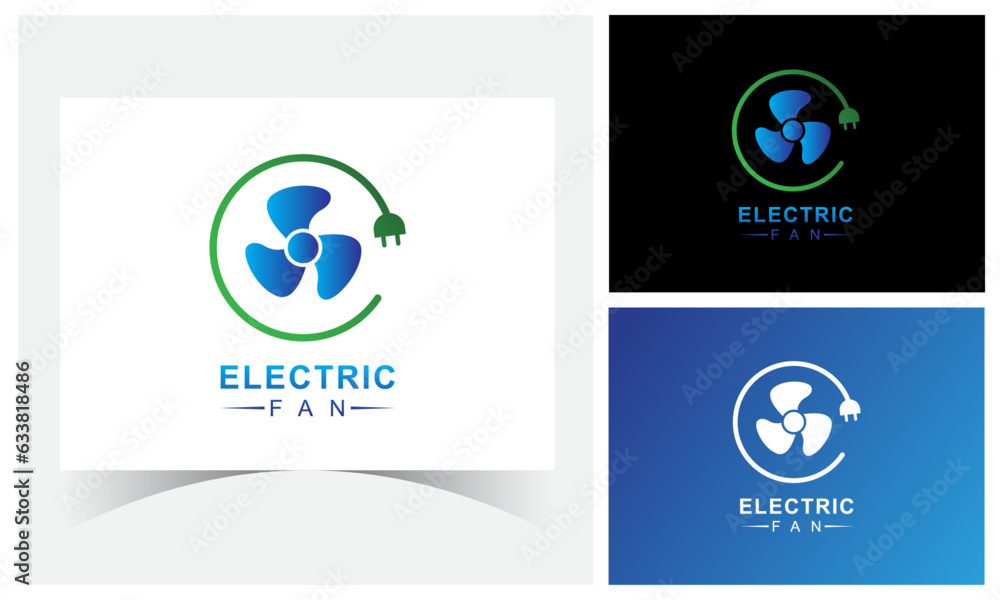 Electric Fan Logo Design template. Electrical fan, ventilator, blower