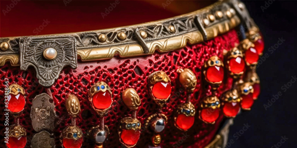 Fototapeta premium A close-up of a tambourines jingles - Generative AI