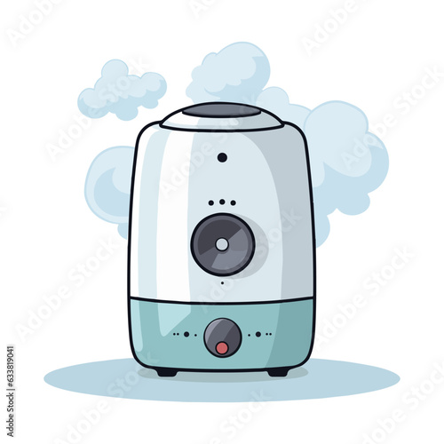 Cartoon humidifier for room, home, flat, office. Equipment, domestic, air purifier, vaporizer. Vector illustration for any design.