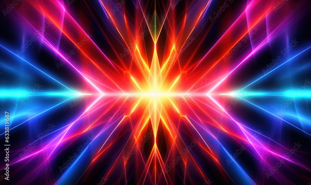 Obraz premium Neon futuristic flashes on black background. Motion light lines backdrop. For banner, postcard, book illustration. Created with generative AI tools