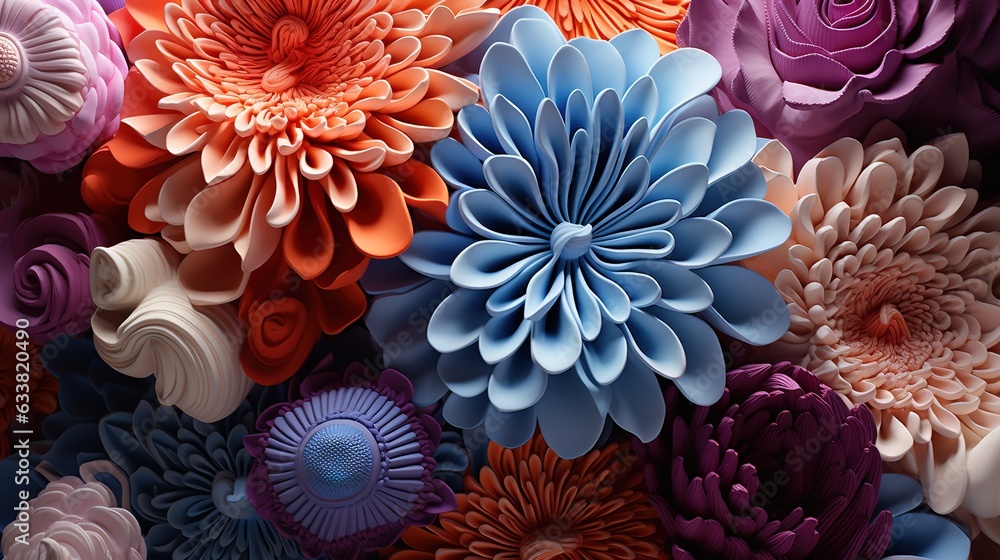 a bunch of different colored flowers on a table top with a black background.  generative ai