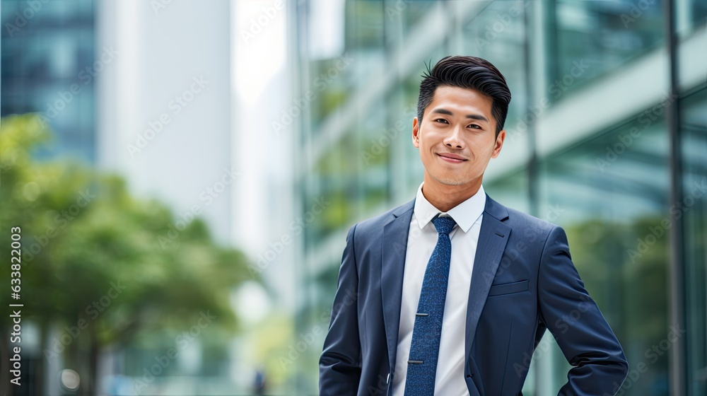 Portrait of asian young man in suit