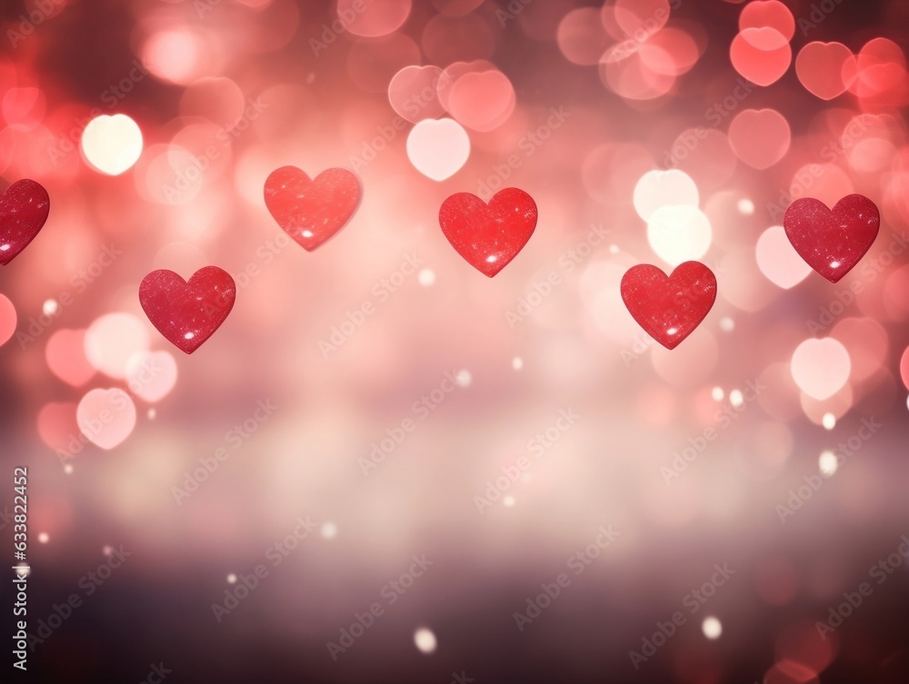 Valentine's Day background with heart-shaped bokeh lights generative ai Valentine's Day background with heart-shaped bokeh lights generative ai