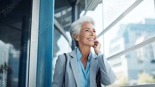 Smiling senior woman touching her ear, hearing aids