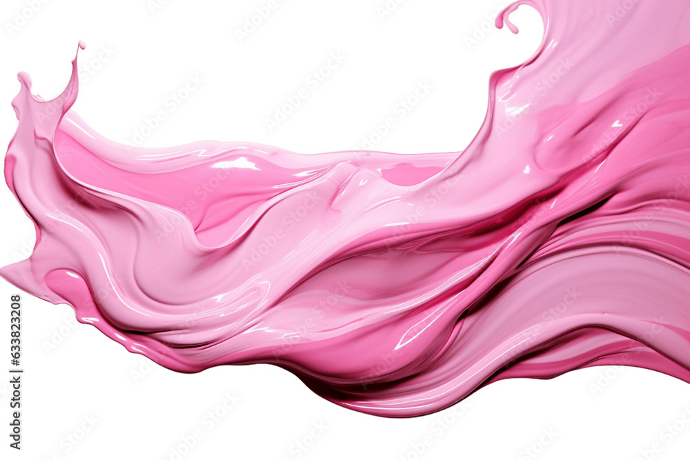 Flowing Smear of Pink Paint on White isolated on transparent background, Generative Ai