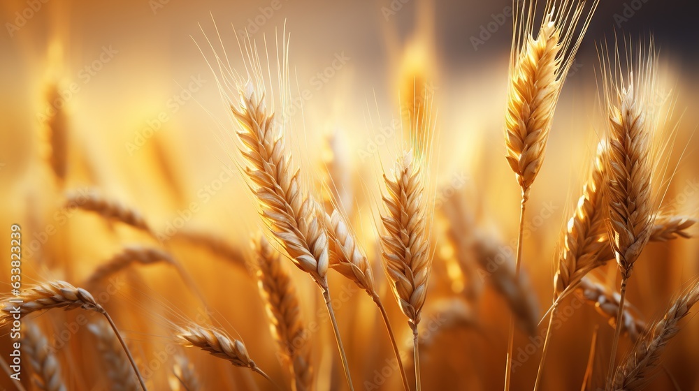  a close up of a bunch of wheat in a field.  generative ai