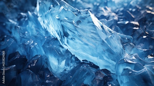  a close up of a blue iceberg with many pieces of ice.  generative ai © Jevjenijs