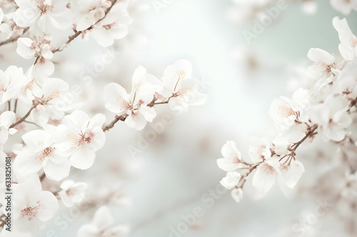 Whimsical Floral Fantasy in Blurred Elegance Enchanting Blossoms on White, Creating a Serene and Inviting Atmosphere Generative AI