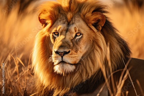 A lion resting in the grass - Wildlife and power - AI Generated © Arthur