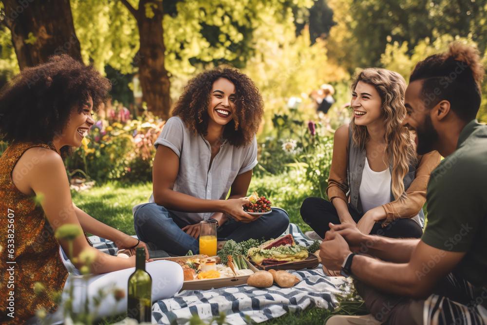 group of friends enjoying a picnic, nature, diversity, picnic group of friends enjoying a picnic, nature, diversity, picnic