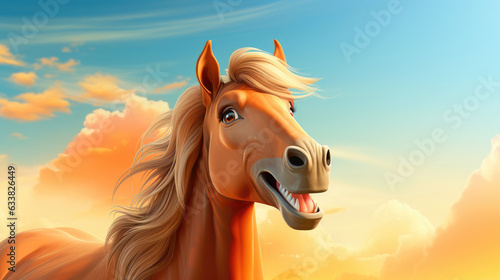 Cartoon Horse Head Close-up