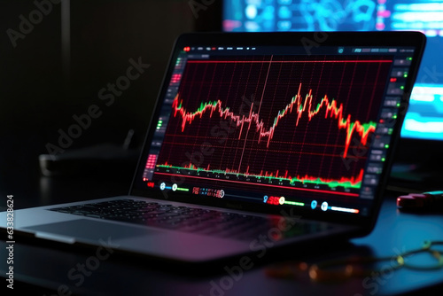 Cryptocurrency Downtrend on Laptop Screen with Red Hues