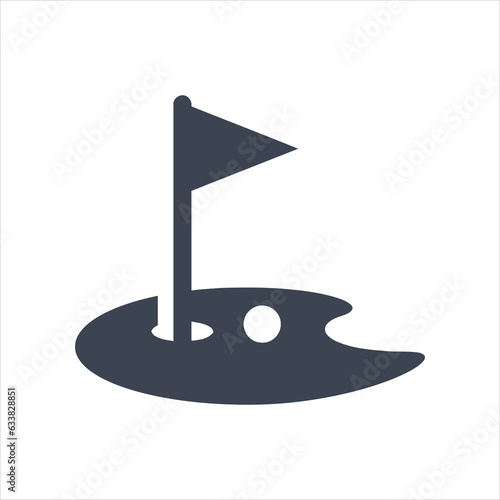Golf green and hole with flag icon