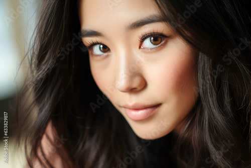 Closeup Portrait Of A Beautiful Asian Woman. Ai Generated 