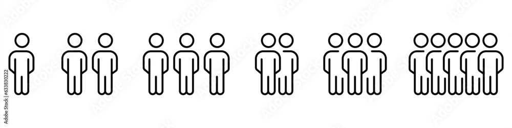 Team icons set. People crowd team sign and symbol. Line group of people icons. Vector illustration. Team icons set. People crowd team sign and symbol. Line group of people icons. Vector illustration.