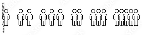 Team icons set. People crowd team sign and symbol. Line group of people icons. Vector illustration.