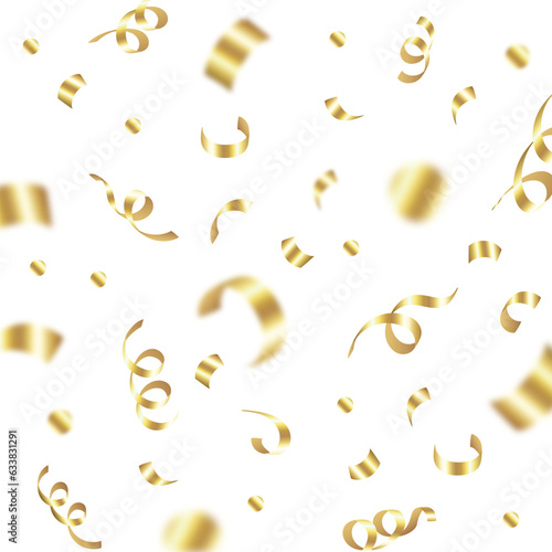 Golg shiny streamer and confetti ribbons for congratulations and holiday decoration