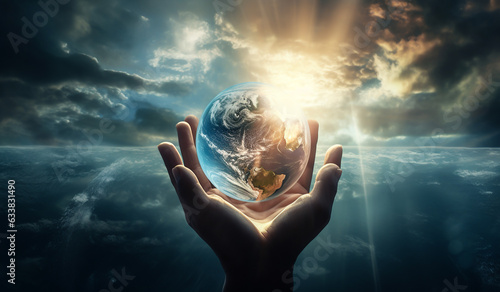 Earth in hands. If we all want to, we can treat planet earth with affection. AI generated