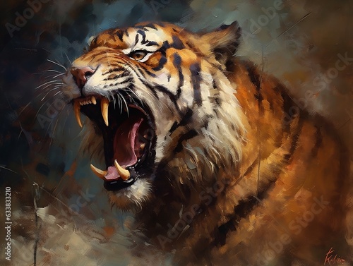 Tiger illustration paintings of unique wall art generative ai