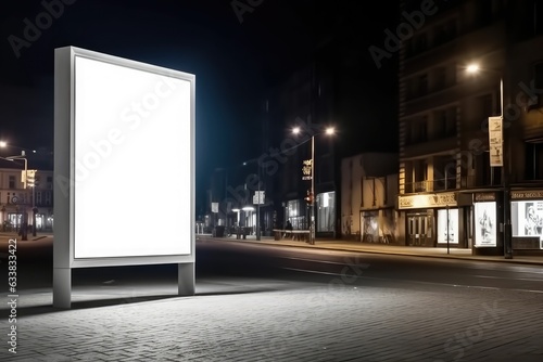 Blank white advertising display billboard in a city