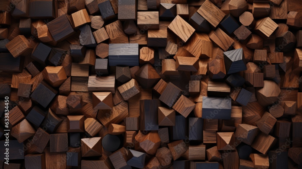A pile of wooden blocks sitting on top of each other. Digital image. Dark wooden background. A pile of wooden blocks sitting on top of each other. Digital image. Dark wooden background.