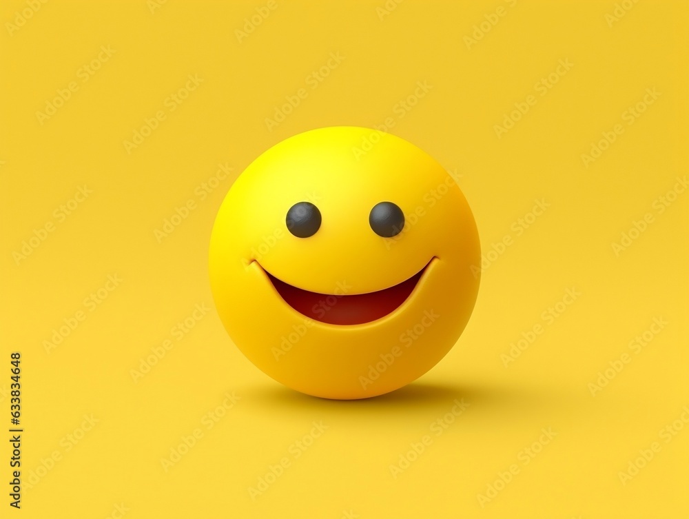 Fototapeta premium Yellow smiley emoji with isolated background generative ai