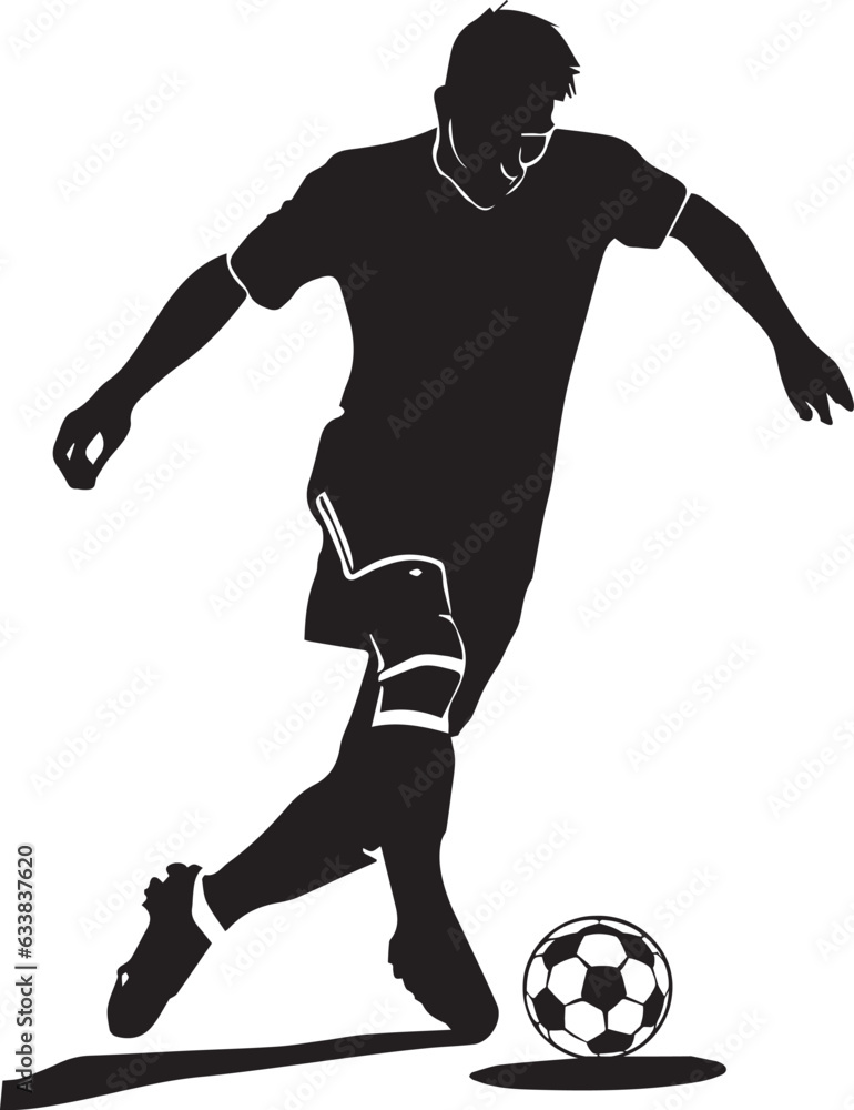 Soccer player vector silhouette illustration black color