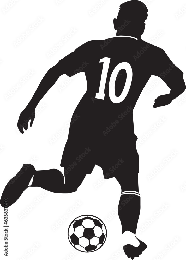 Soccer player vector silhouette illustration black color