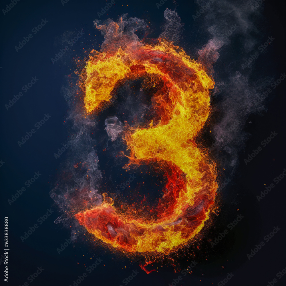 Number 3 (three) surrounded by flowers - Generative AI Number 3 (three) surrounded by flowers - Generative AI