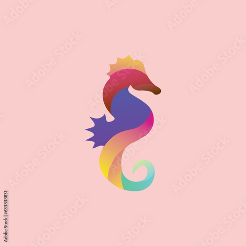 vector illustration of the seahorse logo with beautiful elegant gradient abstract colors