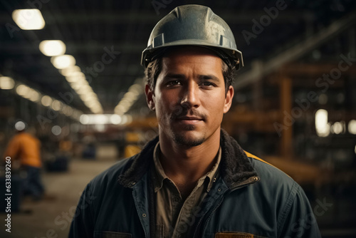 Male factory worker, construction industry background.