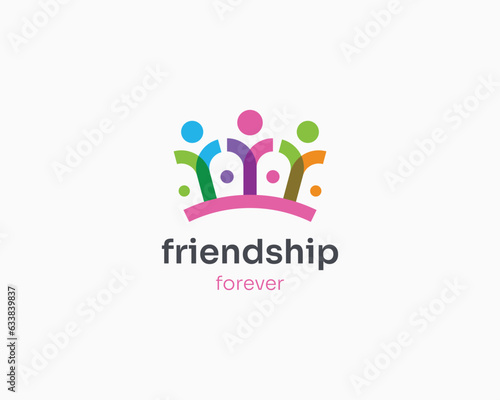Flat colorful friendship logo character