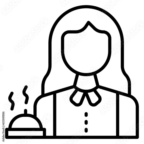 Waitress Line Icon