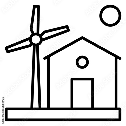 Home Wind Line Icon