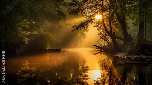 Morning on the river in the forest © Nero