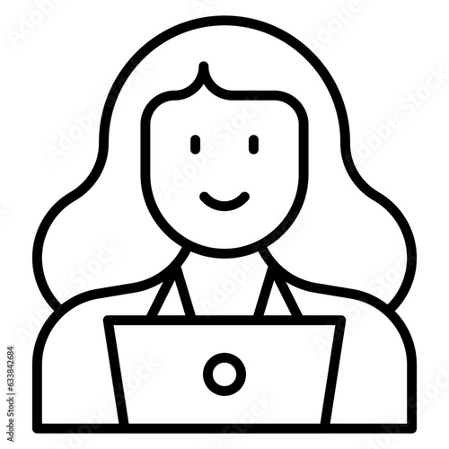 Programmer Female Line Icon