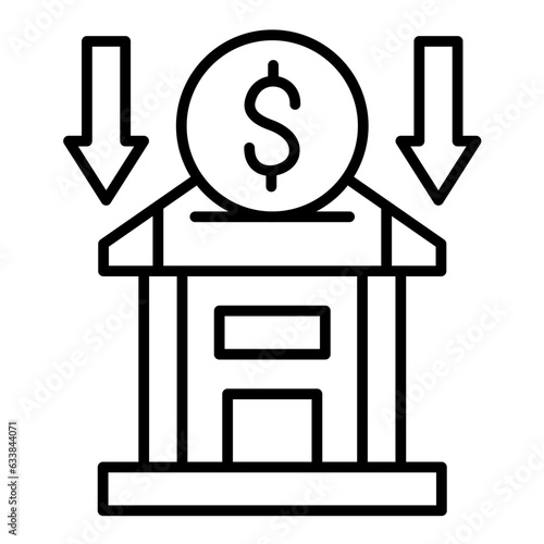 Bank Deposit Line Icon