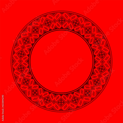 Vector illustration of Ukrainian ornament in ethnic style, identity, vyshyvanka, embroidery for print clothes, websites, banners. Background. Frame for text