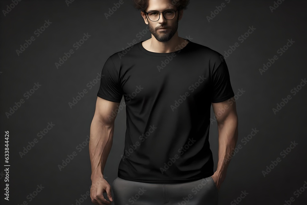 The black blank T-shirt serves as a blank canvas, ready to be personalized with any design or graphic. Generative AI's creativity captures the clean and smooth texture of the T-shirt, making it appear The black blank T-shirt serves as a blank canvas, ready to be personalized with any design or graphic. Generative AI's creativity captures the clean and smooth texture of the T-shirt, making it appear