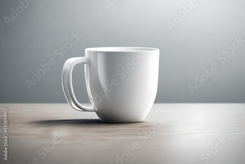 The white blank cup serves as a blank , ready to be personalized with any design or graphic. Generative AI's creativity captures the clean and smooth texture of the cup, making it appear as a comforta photo