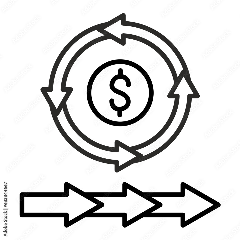 Circular Vs Linear Economy Line Icon Circular Vs Linear Economy Line Icon