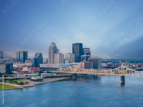 Aerial View Of The City Of Louisville  Kentucky On The Ohio River